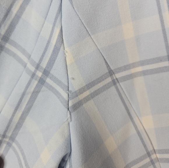 Halogen Womens Blazer Sz 22W Ligh Blue & Gray Window Pane One Button Lined - Picture 10 of 11